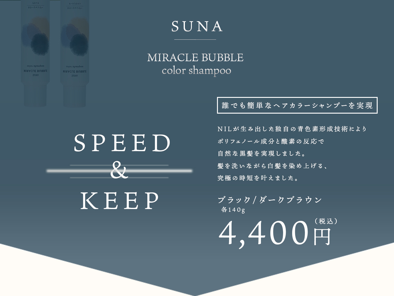 SUNA ミラクルバブルカラーシャンプー誰でも簡単なヘアカラーシャンプーを実現 ブラック/ダークブラウン